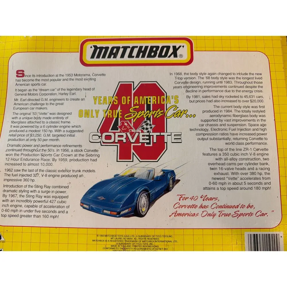 Matchbox 40th Anniversary Corvette Collector Set 5 Diecast Cars Limited Edition